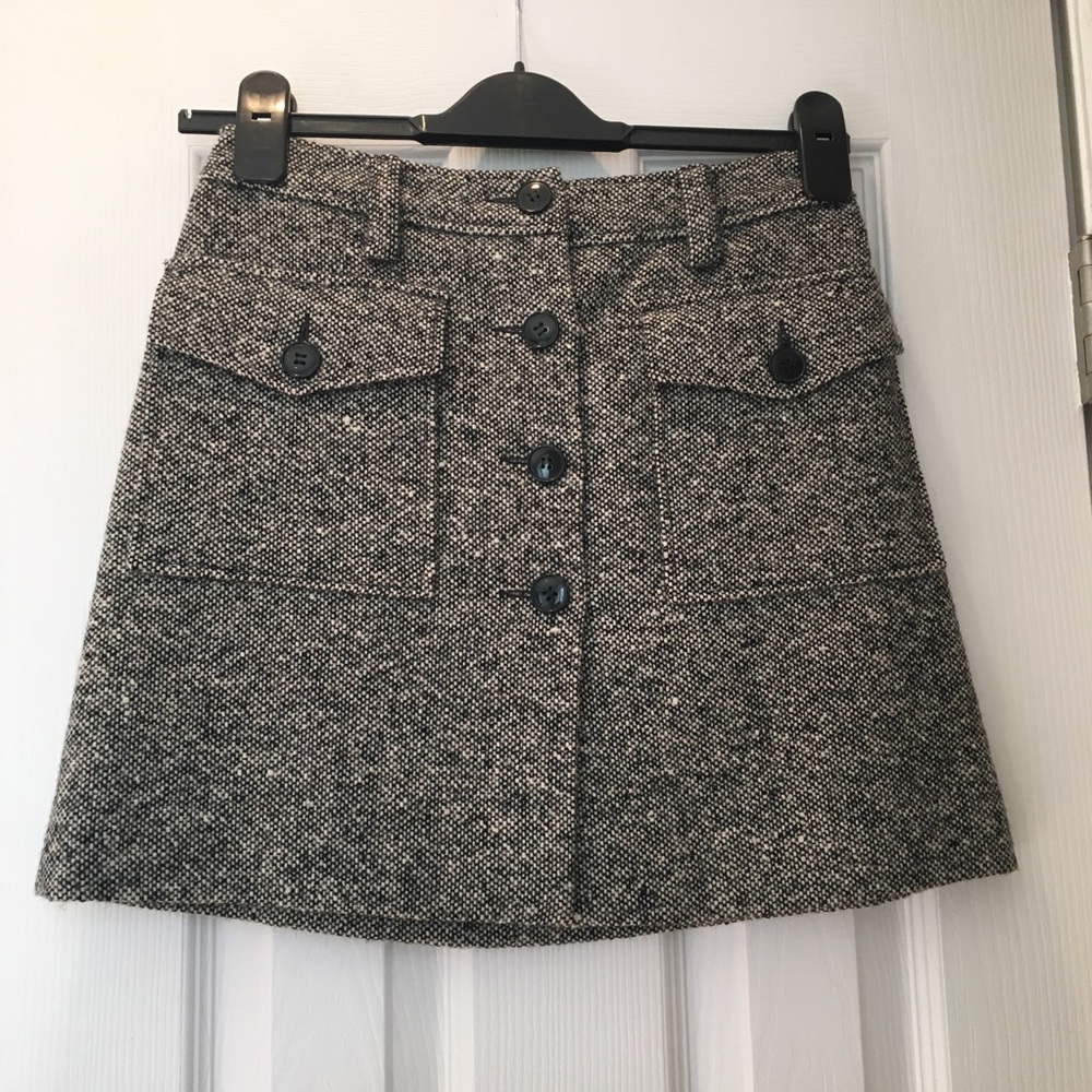 Agnes B. Wool Tweed Skirt with Buttons, Eu Size 36